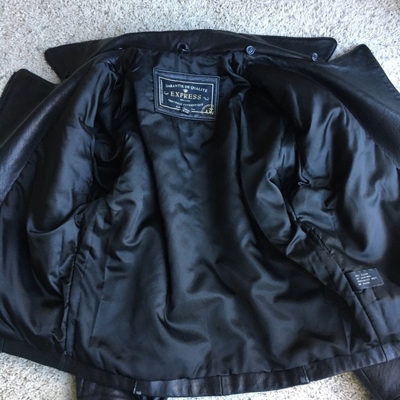 Express Vintage 80’s Leather Bomber Jacket - Picture 7 of 10